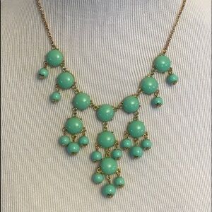 Mint green and silver bubble bib-style necklace